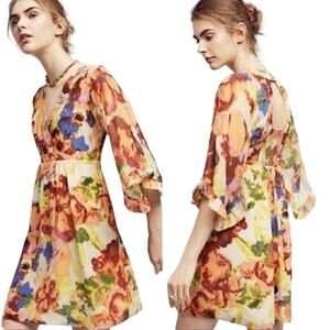Maeve Mini Dress Deloria Silk Kimono Sleeve Anthropologie